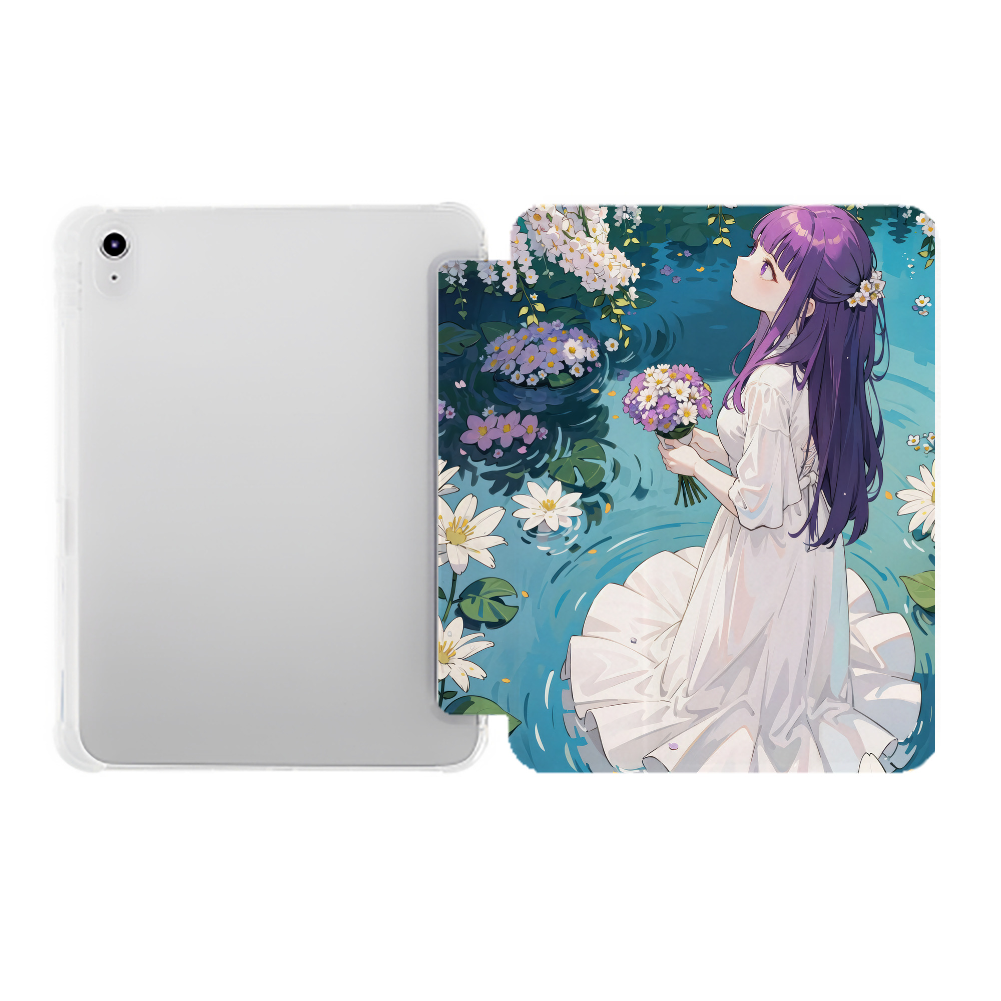 （画像用） 葬送のフリーレン Frieren IPad ケース ペン収納付き 三つ折りスタンド PUレザー×シリコン 対応機種9.5/10.5/10.9インチ